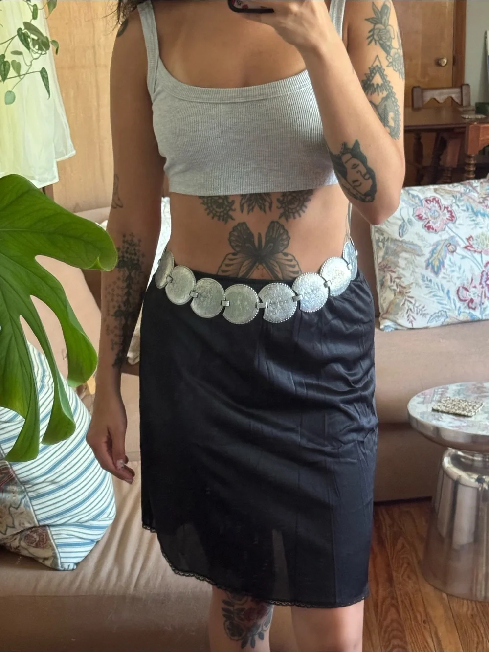 Vintage Silver-Tone Coin Link Belt